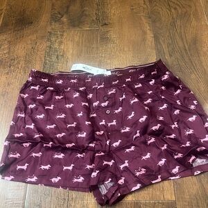 Burgundy Women's Shorts with Pink Pattern
